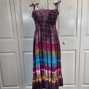 Vintage Gypsy Rose Tie Dye Dress-OS